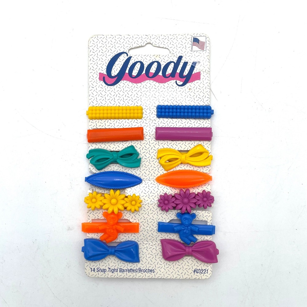 Goody Snap Tight Barrettes Girls OS Multicolor NWT Vintage 90s Hair Clips 14pc